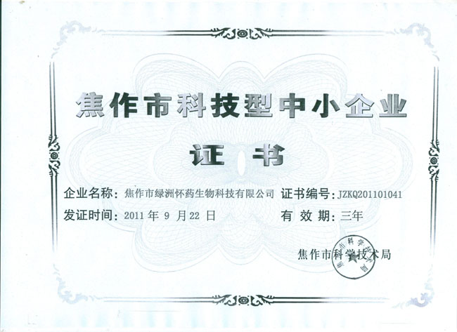 科技型中小企業(yè)證書(shū)