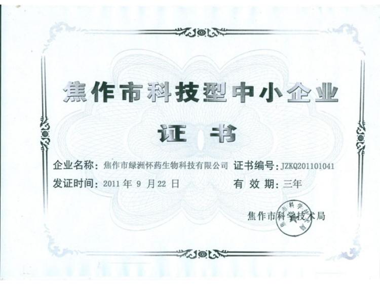 科技型中小企業(yè)證書(shū)
